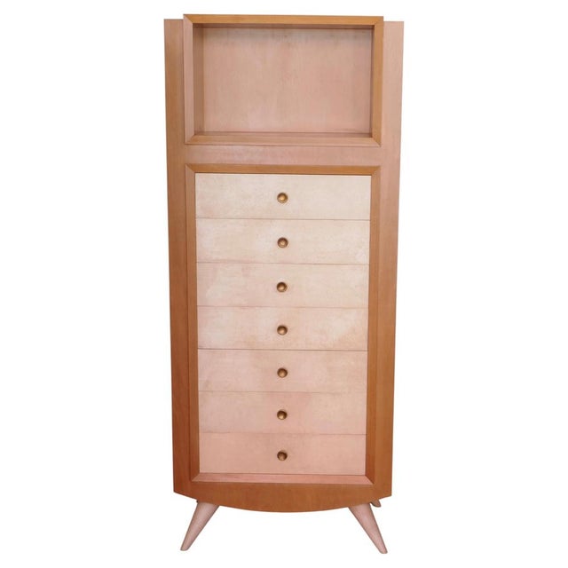 French Chest of Drawers in Ash Wood and Parchment by Blanche Klotz, 1930s For Sale - Image 13 of 13