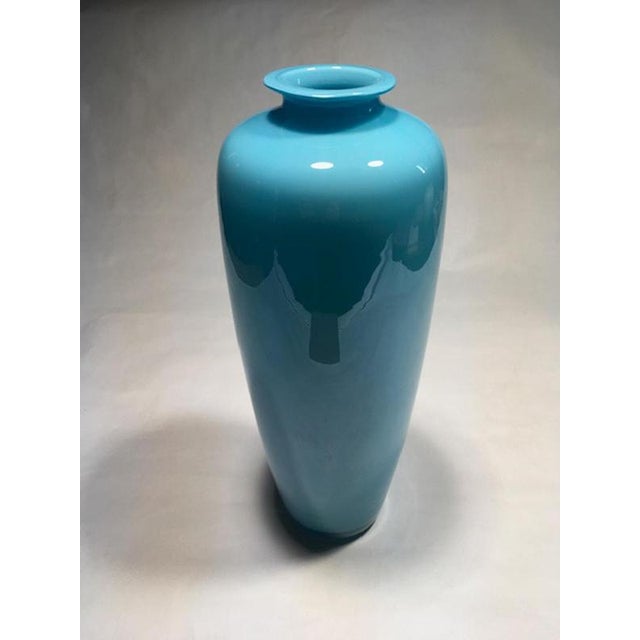 Blue Italian Postmodern Design Murano Glass Light Blue Vase, 1990s For Sale - Image 8 of 18