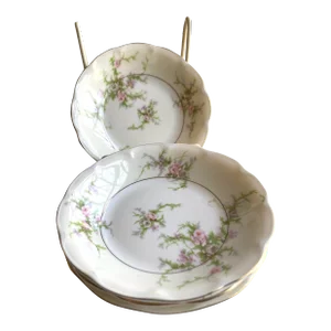 Vintage Theodore Haviland New York China "Rosalinde" Pattern Berry/ Dessert Bowls- Set of 4