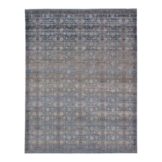 Modern Large Khotan Rug by Keivan Woven Arts in Blue and Ivory 11'9 X 14'9 For Sale