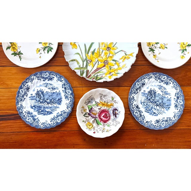 Vintage and Antique Blue and Yellow Wall Plates - Set of 9 For Sale In New York - Image 6 of 15
