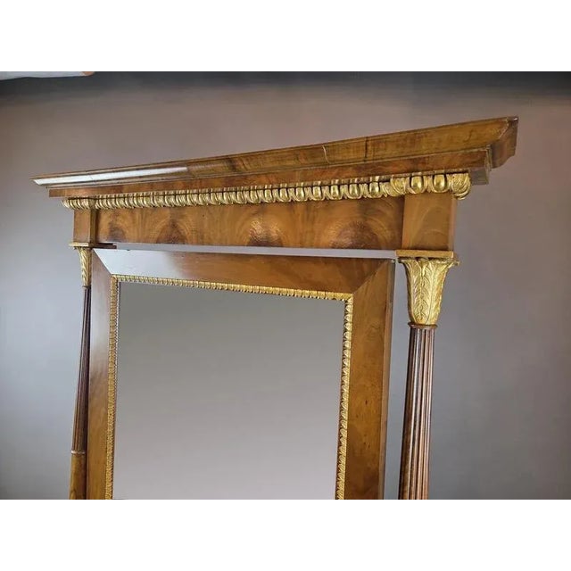 Traditional Empire Mahogany and Giltwood Psyche Mirror, 19th Century For Sale - Image 3 of 9