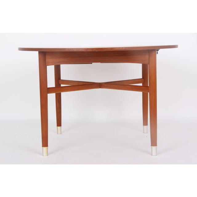 Vintage Danish Teak & Brass Dining Table, 1950s For Sale - Image 6 of 11
