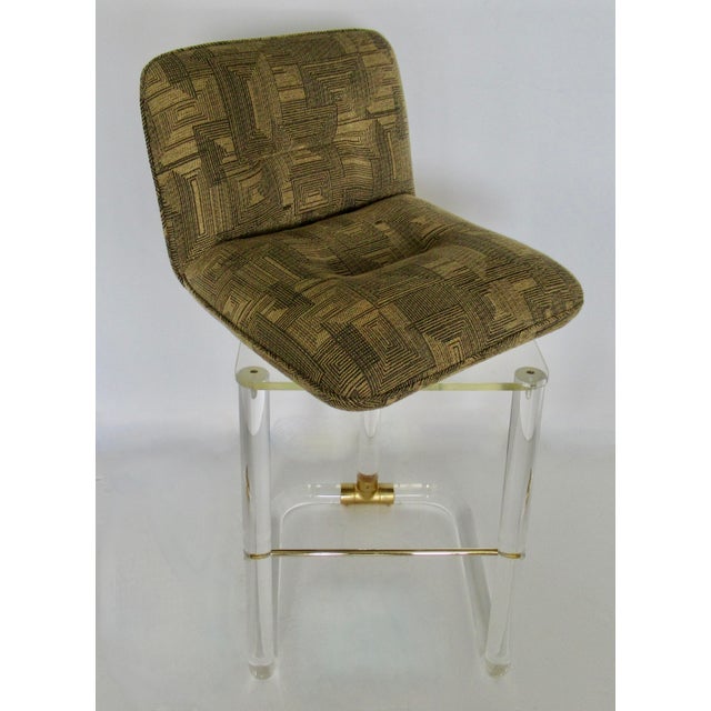 C1970's Signed Leon Frost(Design) for "Lion in Frost" Tubular Lucite & Brass Counter Stools - Pair For Sale - Image 14 of 18