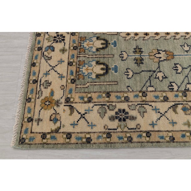 Persian 8X10Ft. Light Soft Green Ivory Tree of Life Modern Designer Oushak Turkish Style Wool Rug For Sale - Image 3 of 12
