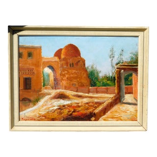 Vintage Michel Kurche Desert Landscape Oil Painting, Framed For Sale