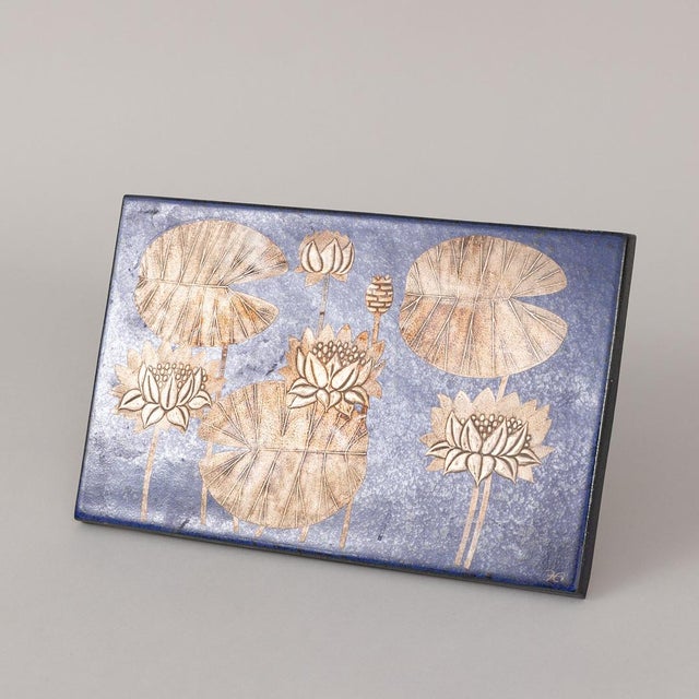 1970s Heinz Erret Gustavsberg White Water Lily Ceramic Wall Plaque For Sale - Image 5 of 7
