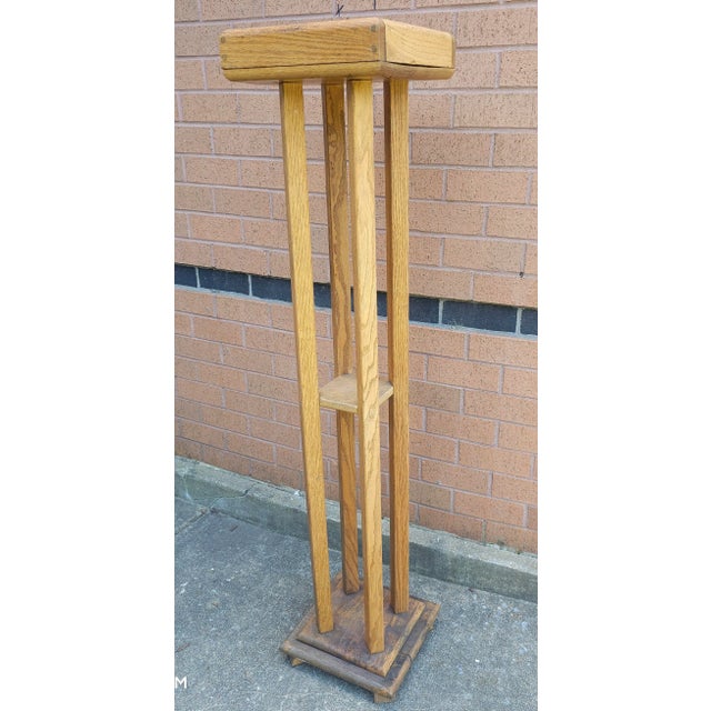 Wood Mid 20th Century Arts and Crafts 55" Oak Quadpod Pedestal Plant Stand For Sale - Image 7 of 7