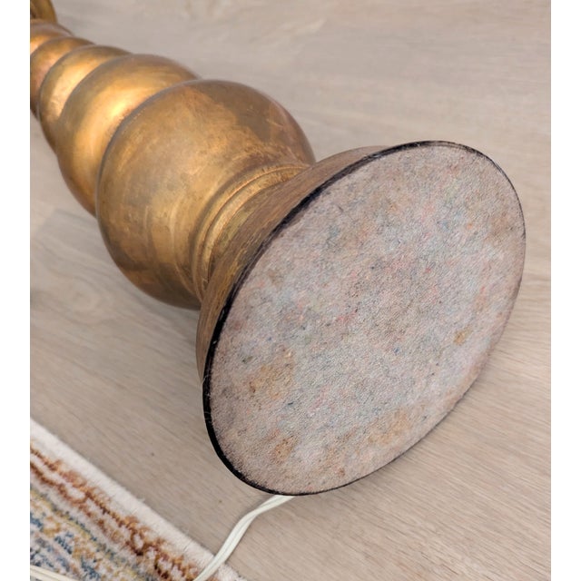 Antique French Brass Pascal Church Altar Candlestick Lamp 32" For Sale - Image 11 of 15