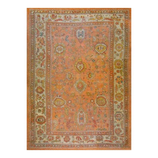 Graceful Antique Turkish Oushak Small Rug With Subtle Pastel Allover Design For Sale