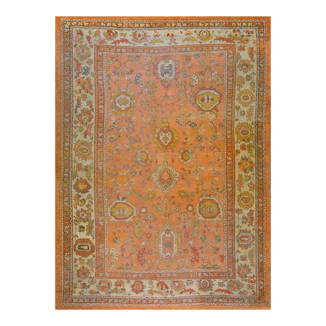 Graceful Antique Turkish Oushak Small Rug With Subtle Pastel Allover Design For Sale