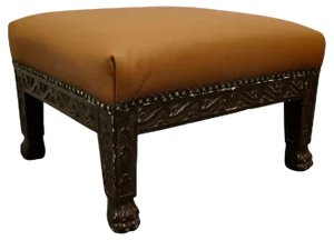 Carved Oak Foot Stool Upholstered in Leather, 1890s