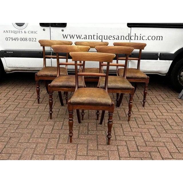 Regency Mahogany Dining Table and Chairs with Leather Drop Seats, Set of 7 For Sale - Image 5 of 18