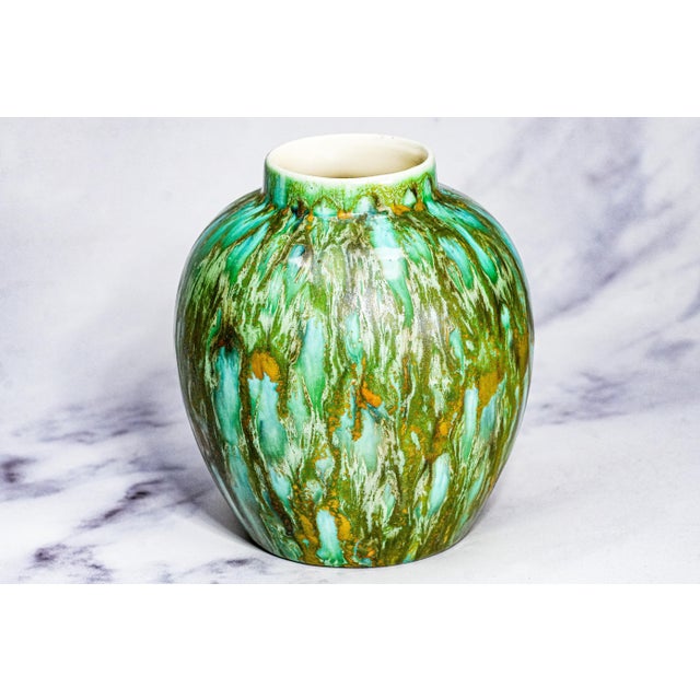 Mid-Century Modern Groovy Mid Century Modern MCM Unique Drip Glazed Vintage Decorative Green Vase Home Decor Studio Pottery For Sale - Image 3 of 15