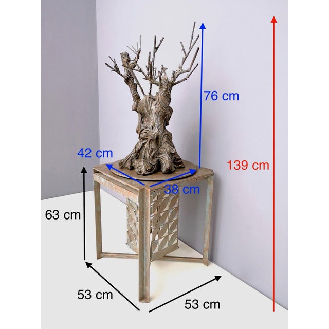 Vintage Italian Revolving Tree Decorative Object in Bronze and Iron, 1980s For Sale - Image 17 of 18