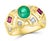 Oval Emerald , Pink Tourmaline Diamond Ring 18 Karat Yellow Gold, Size 6.5 For Sale - Image 13 of 18