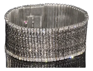 Late 20th Century Rare Roberto Coin Natural 3.20ct Diamond Floral Scroll Work Wide Bracelet in Solid 18k White Gold