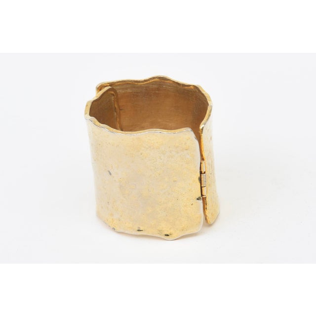 Gold Vintage Hand Hammered Gold Plated Cuff Bracelet For Sale - Image 8 of 10