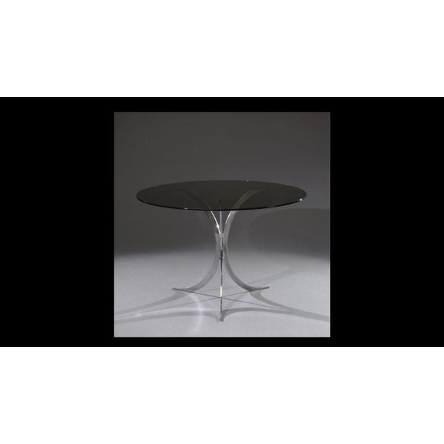 Table with Chrome Metal Feet and Smoked Glass Top attributed to Boris Tabacoff for Christofle, 1970s For Sale - Image 3 of 10