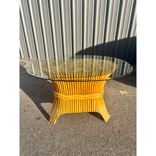 Hollywood Regency Late 20th Century McGuire Style Sheaf of Wheat Dining Table For Sale - Image 3 of 11