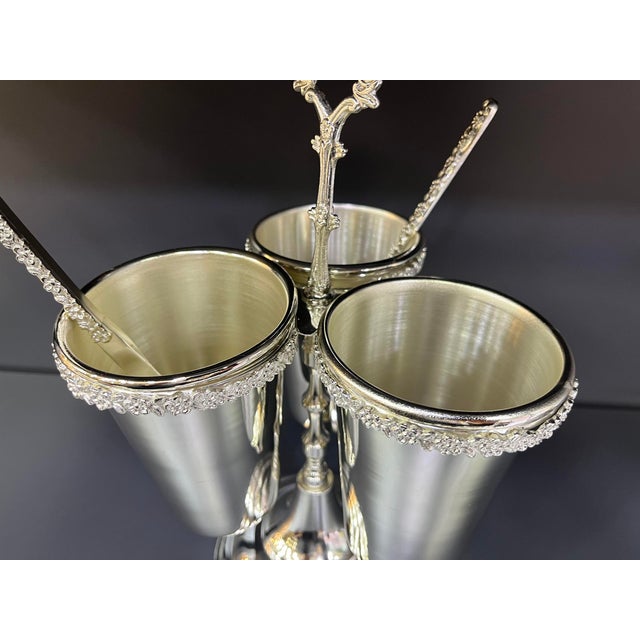 Silver Plated and Brass Spoon Cutlery Holder For Sale - Image 9 of 11