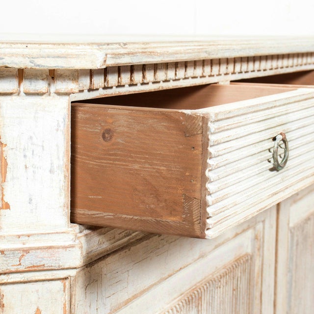 Handcrafted Gustavian Style Painted Buffet With Reeded Front For Sale - Image 10 of 17
