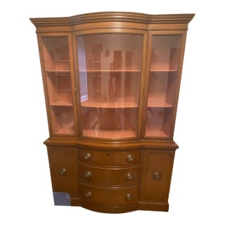 1940s Drexel Antique Travis Court Style China Cabinet Hutch For Sale