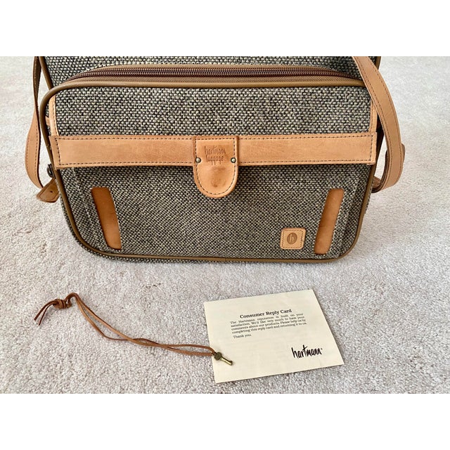 Vintage Hartmann Tweed & Leather 2-Piece Luggage Set - Garment & Companion Bag Excellent Condition For Sale - Image 9 of 18
