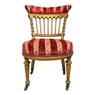 French Napoleon III Giltwood SpindleBack Chair in the Louis XVI Taste Circa 1870 For Sale