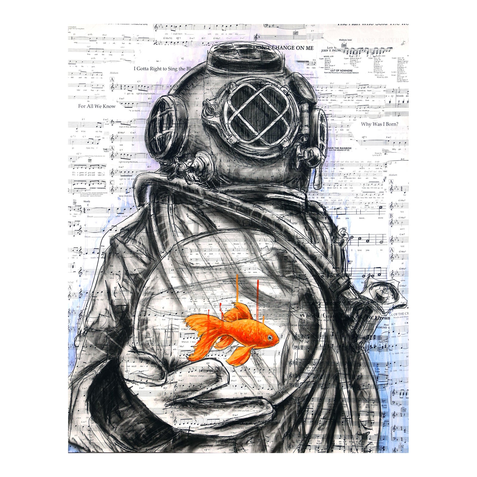 Remembering to Forget - Abstract Figurative Diver Mixed Media ...
