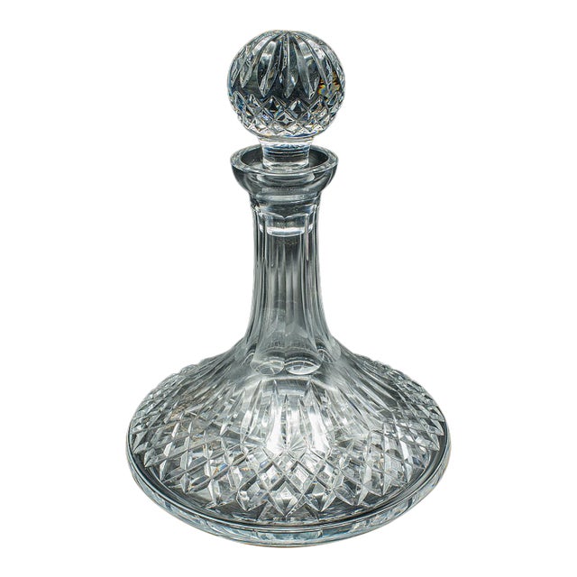 Vintage Ship's Merlot Decanter, English Crystal Glass, Wine, Spirit, Mid Century For Sale