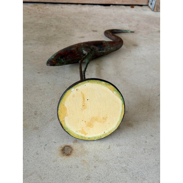 Vintage Handcrafted Copper Heron Sculpture With Verdigris Patina For Sale - Image 10 of 11