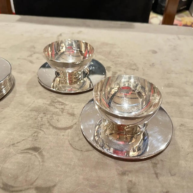 1980s Lino Sabattini Minimalist Set of Twelve Ice Cream Cup and Plates For Sale - Image 10 of 12