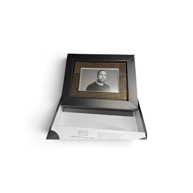 Striking Philip Crangi designer picture frame featuring the jewelry designer's signature architectural, industrial-...
