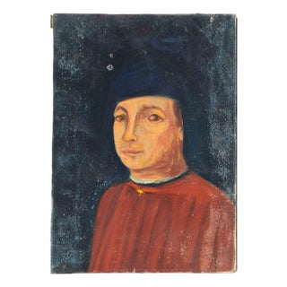 Sirio Pellegrini, Self Portrait After Antonello da Messina, Oil Painting, 1969 For Sale