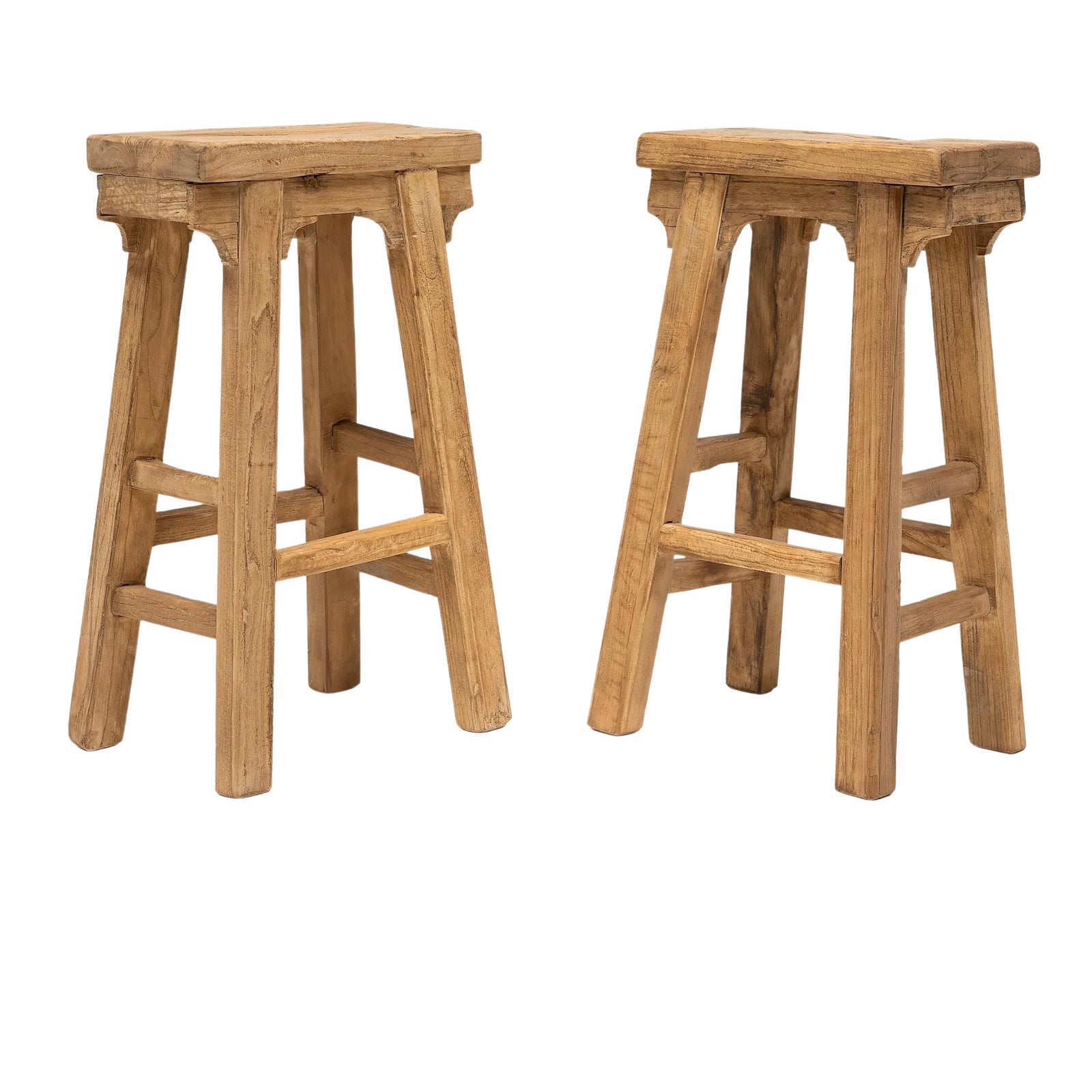 Tall Provincial Chinese Stools - A Pair | Chairish