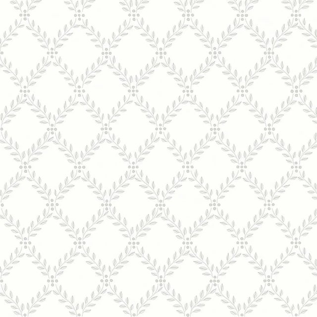 SAMPLE - Boråstapeter Trellis Leaves Wallpaper In Grey For Sale