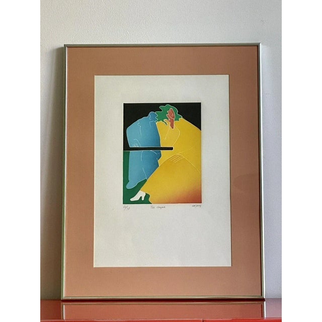1970s Vintage Thom De Jong "The Couple" Postmodern Figurative Aquatint Etching, Framed For Sale - Image 5 of 5
