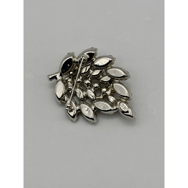 Vintage Albert Weiss Brooch, Grey Rhinestones W/Scrolling Clear Rhinestones, Book Piece For Sale - Image 9 of 15