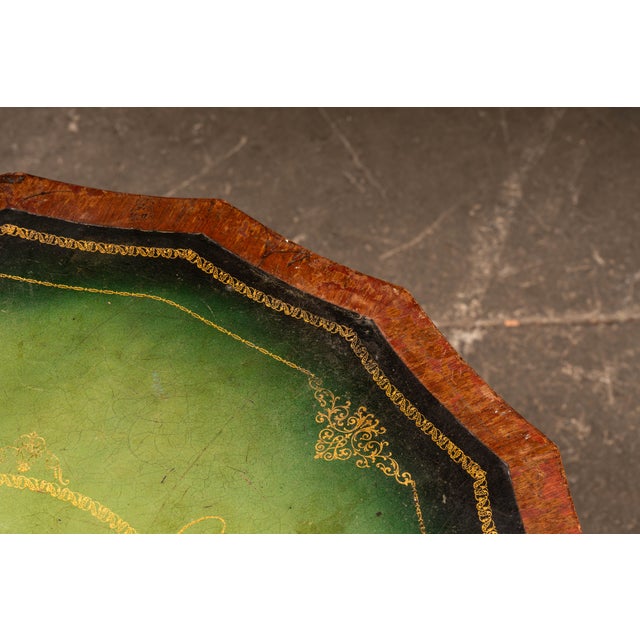 Late 19th Century Victorian Revolving Séance Table With Green Leather Top and Tufted Base For Sale - Image 9 of 14