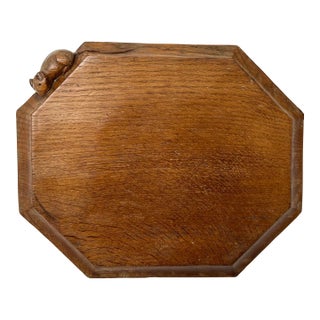 Fine Vintage Hand Carved Oak Breadboard by Interesting Maker "Mouseman" Robert Thompson of Kilburn England For Sale