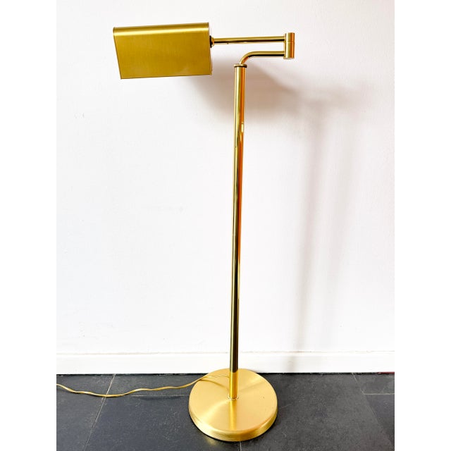 1970s Mid-Century Modern Brass Floor Lamp with Adjustable Height and Swing Arm from Dijkstra Lampen, 1970s For Sale - Image 5 of 18