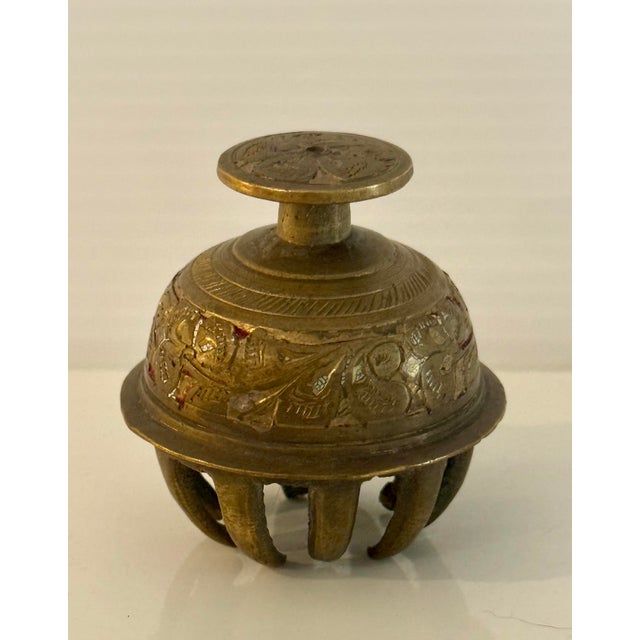 Vintage Indian Engraved Brass Decorative Bells — Set of 3 For Sale In Phoenix - Image 6 of 12