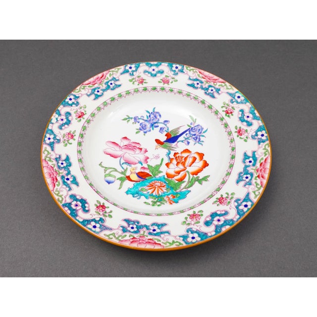 Mid 20th Century Mid 20th Century Minton England for Tiffany & Co. B894 Floral Bird Rimmed Soup Bowls- Set of 7 For Sale - Image 5 of 9