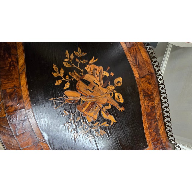 Antique Napoleon III Three Tier Stand With Marquetry For Sale - Image 4 of 12