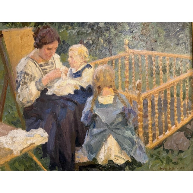 Hans Hammer (Munich 1878-1917) Mother with Children in the Garden, 1912. Oil on canvas, approx. 50 x 63.5 cm. This work...