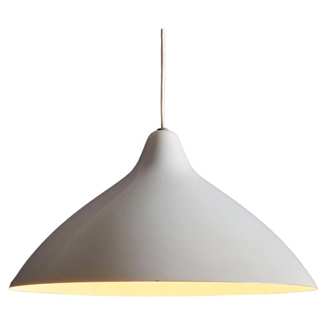 White Pendant Lamp in Aluminum by Lisa Johansson-Pape for Orno, 1960s For Sale