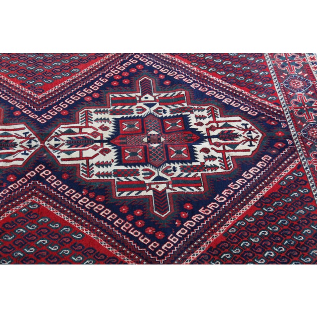 Fine Vintage Tribal Rug With Double Medallion Design, Hand-Knotted Wool, Circa 1960s–1970s - 4' 6''' X 6' 2'' For Sale - Image 10 of 14