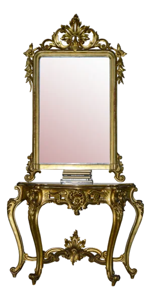 Second Half of the 20th Century Console with Mirror in Carved and Gilded Wood, France, 1890s, Set of 2