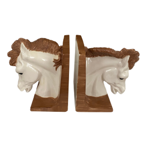 Vintage Ralph Lauren Manner Ceramic Horse Equestrian Bookends- Set of 2